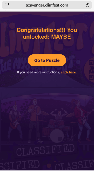 Clue unlock screen after scanning a code